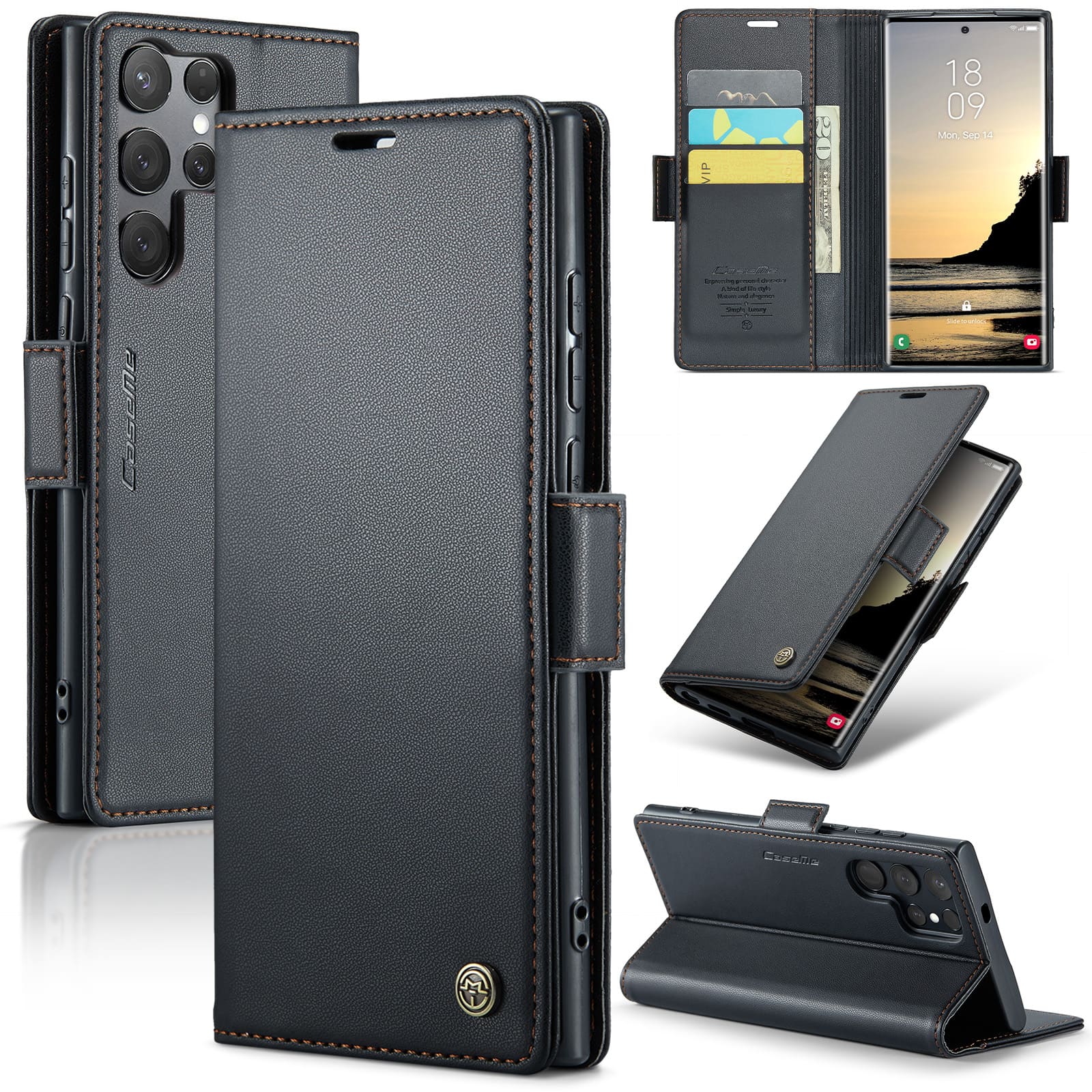 UUCOVER - For Samsung Galaxy S25 Ultra PU Leather Wallet Case with RFID Blocking Cash Card Holder, Magnetic Flip Kickstand Cover - Black price history on PriceWatchPro