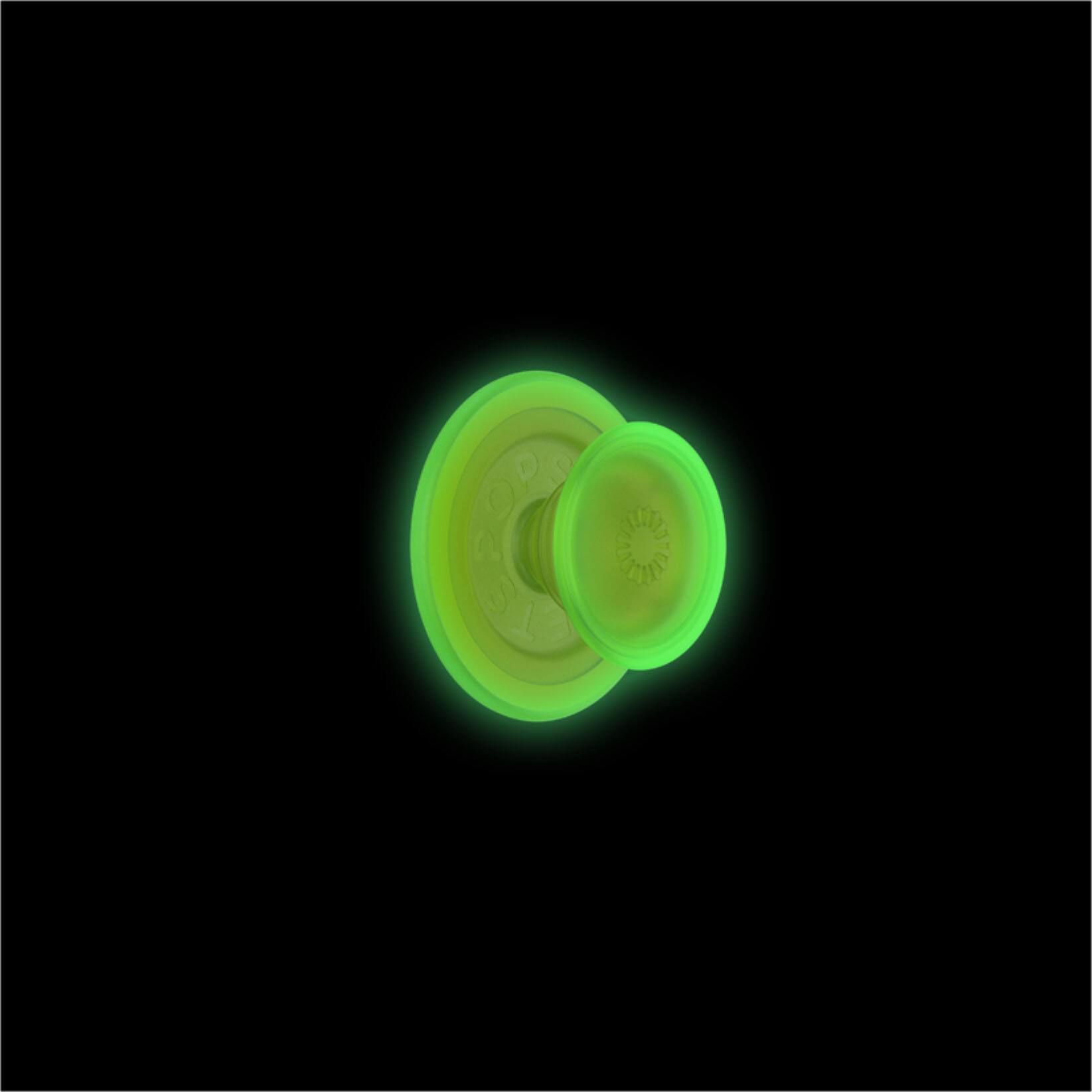 Alt View 3. PopSockets - MagSafe PopGrip Universal Magnetic Grip & Stand with Adapter Ring for Cell Phones - GITD Chartreuly Translucent.