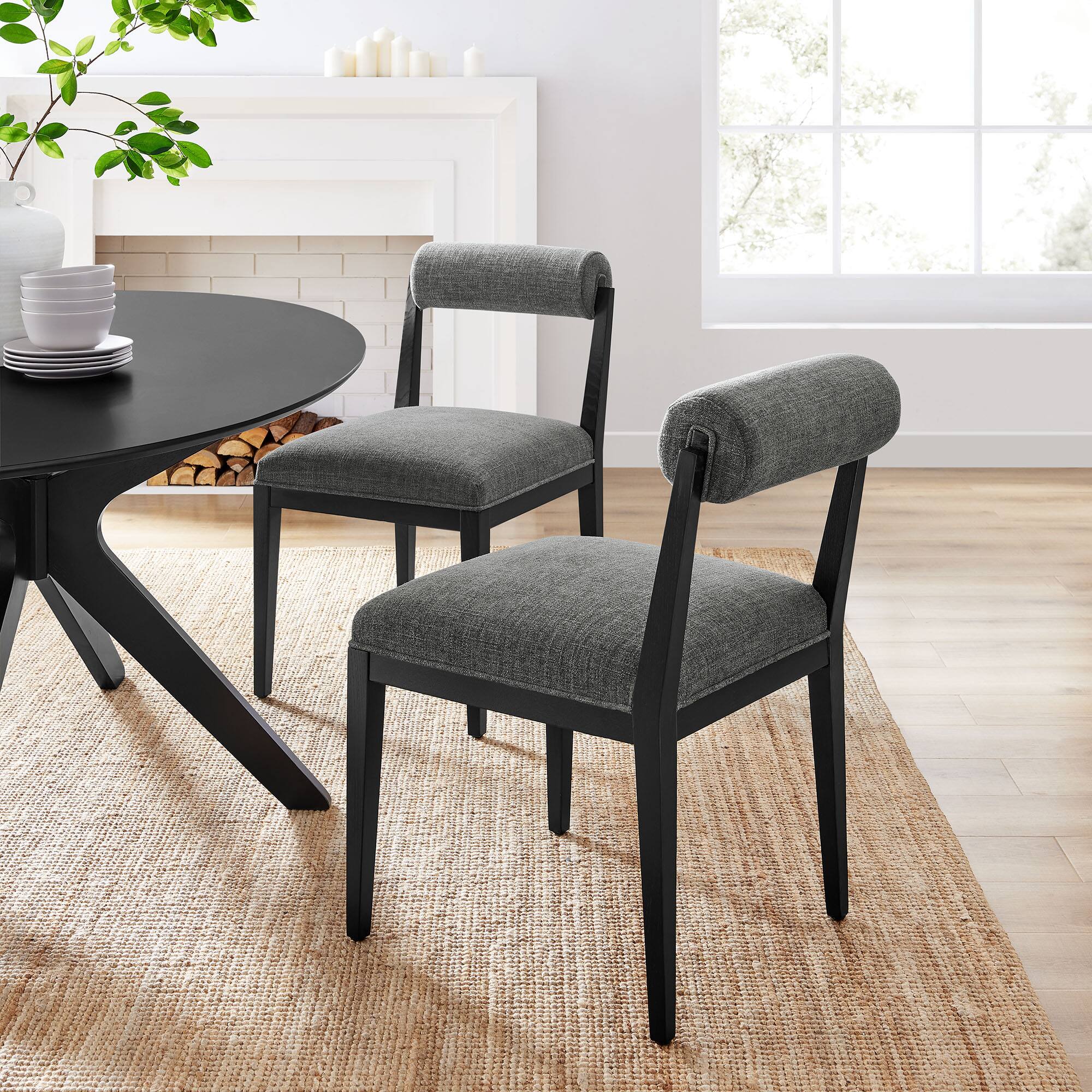 Alt View 4. Modway - Kai Fabric Dining Chair by Modway - Black.