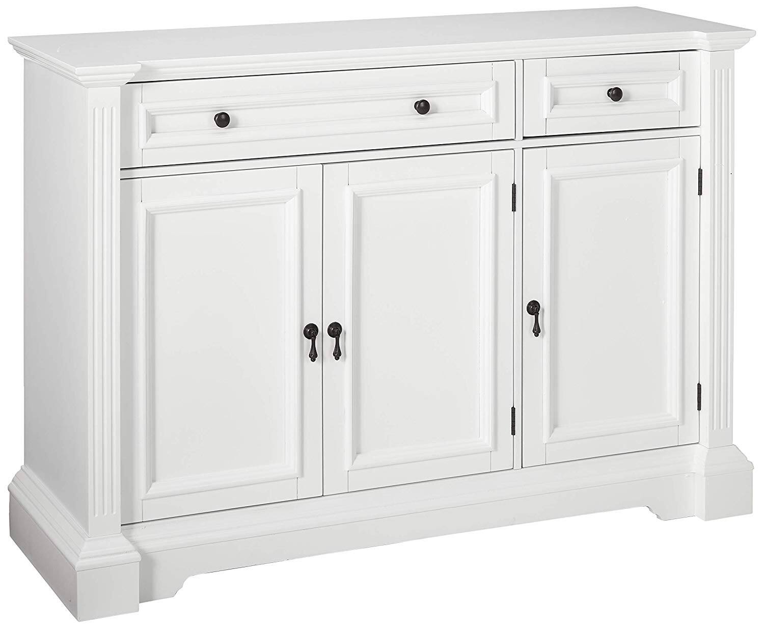 Angle. Kings Brand Furniture - Kings Brand Furniture White Finish Wood Buffet Breakfront Cabinet Console Table With Storage, Drawers, Shelves - White.
