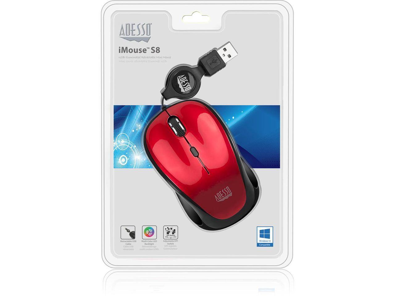 ADESSO iMouse S8  
Advanced Retractable Mini Mouse  
Adjustable DPI  
Windows Compatible  
Callie Backlight Switch