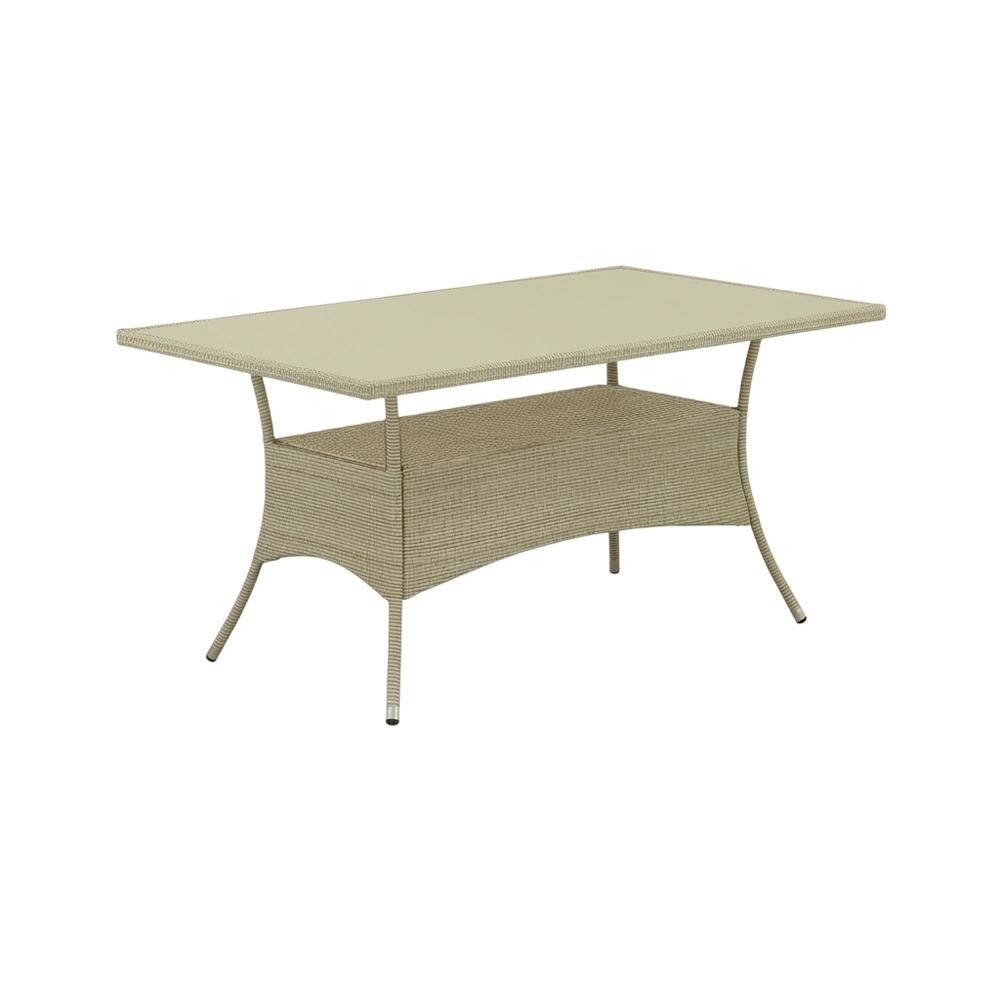 Alt View 1. Outdoor Escape - Linen Wicker Patio Set with Dining Table and 4 Outdoor Chairs - Brown.