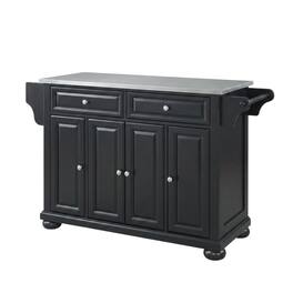 Crosley Furniture - Alexandria Stainless Steel Top Full Size Kitchen Island/Cart - Black