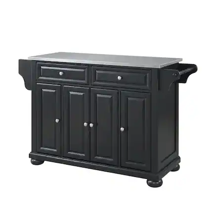 Front. Crosley Furniture - Alexandria Stainless Steel Top Full Size Kitchen Island/Cart - Black.