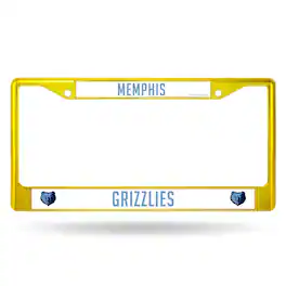 Rico Industries - Memphis Grizzlies NBA Yellow Painted Chrome Metal License Plate Frame - Multi
