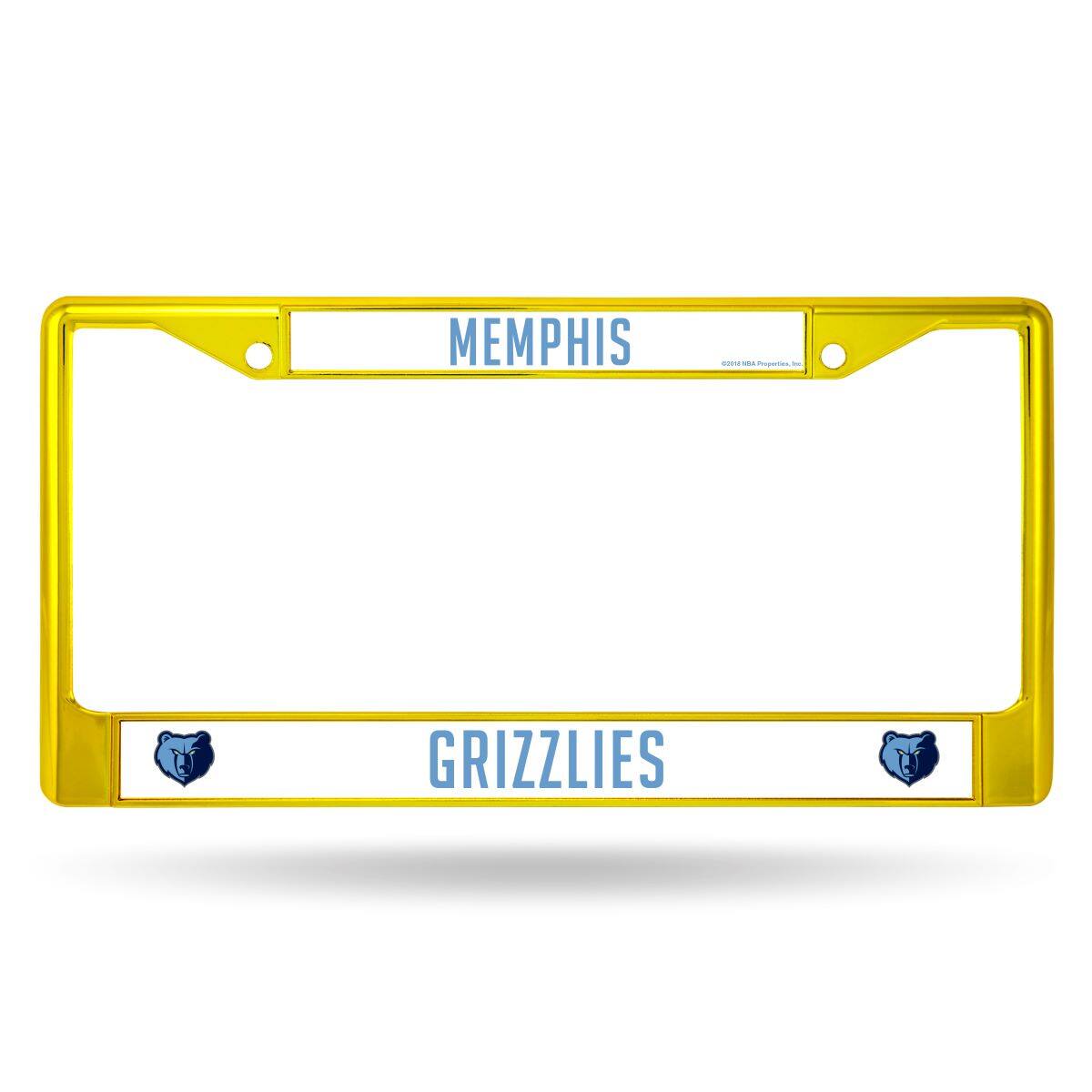 Memphis Grizzlies NBA Yellow Painted Chrome Metal License Plate Frame