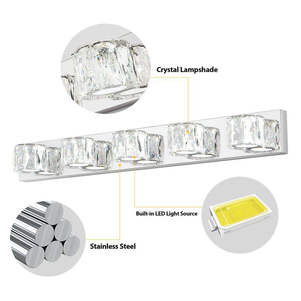 Crystal Lampshade  
Built-in LED Light Source  
Stainless Steel