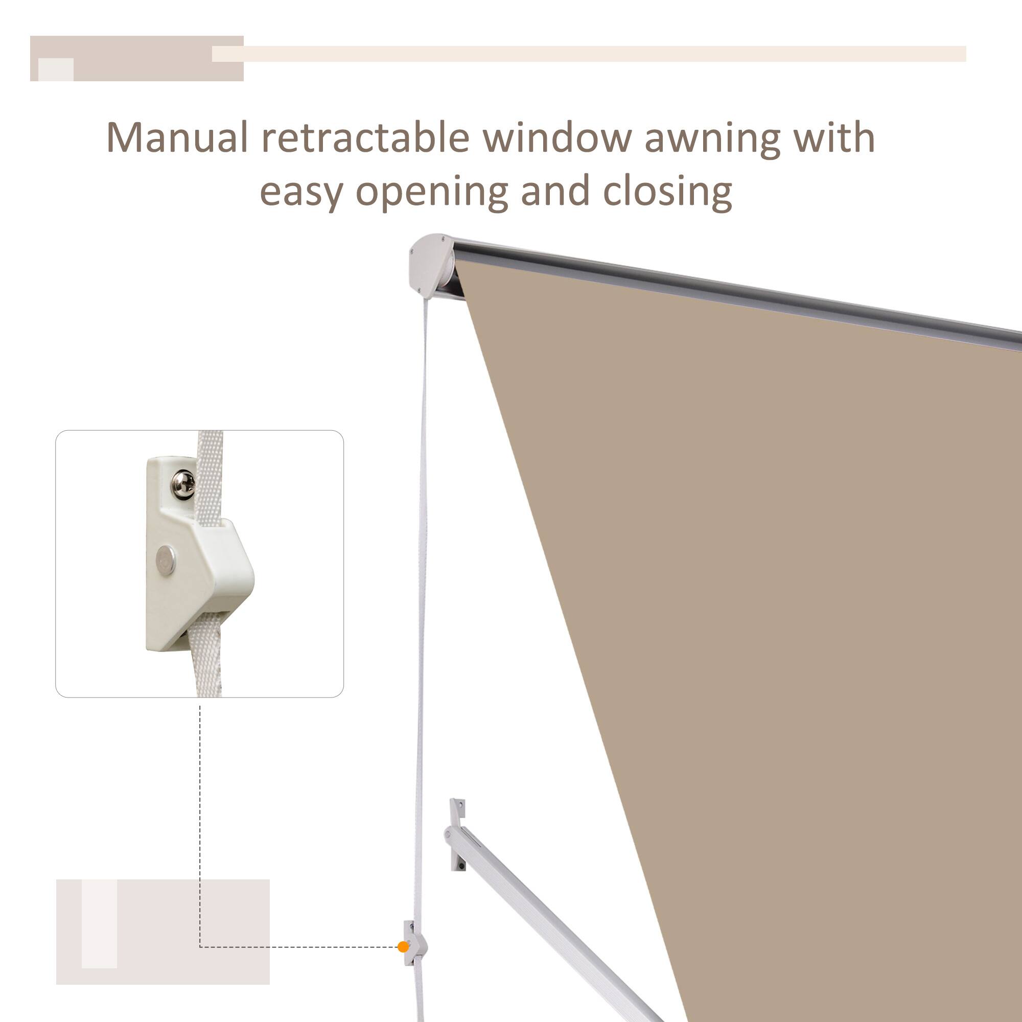 Manual retractable window awning with easy opening and closing