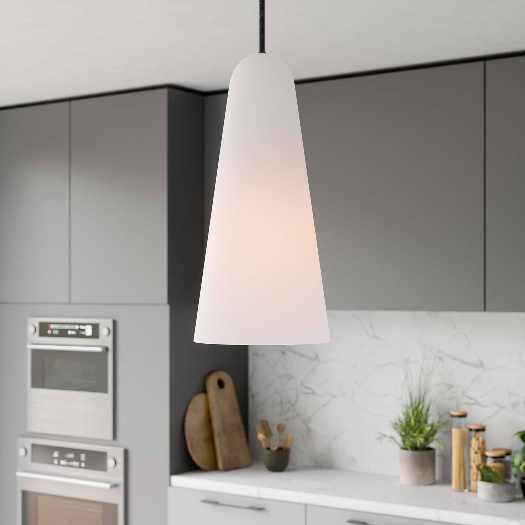 Alt View 1. Modway - Beacon 1-Light Pendant Light by Modway - Opal Black.