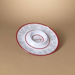 The Gerson Companies - Gerson Red/White Holiday Cardinal Chip and Dip Plate (Case of 12) - Red|White