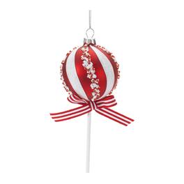 BreeBe - Glass Peppermint Lollipop Ornament (Set of 12) - Red, White