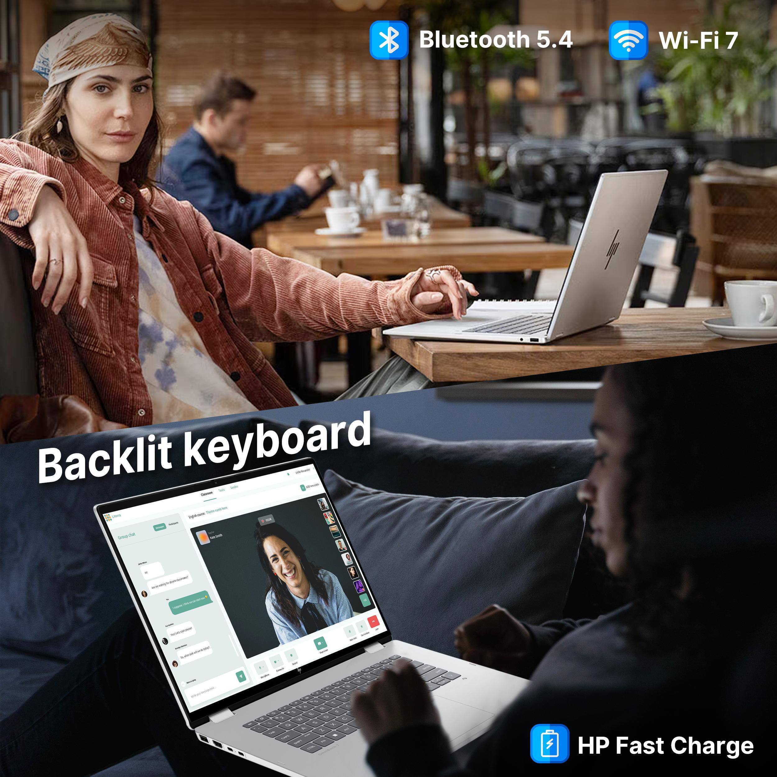 Bluetooth 5.4  
Wi-Fi 7  
Backlit keyboard  
HP Fast Charge