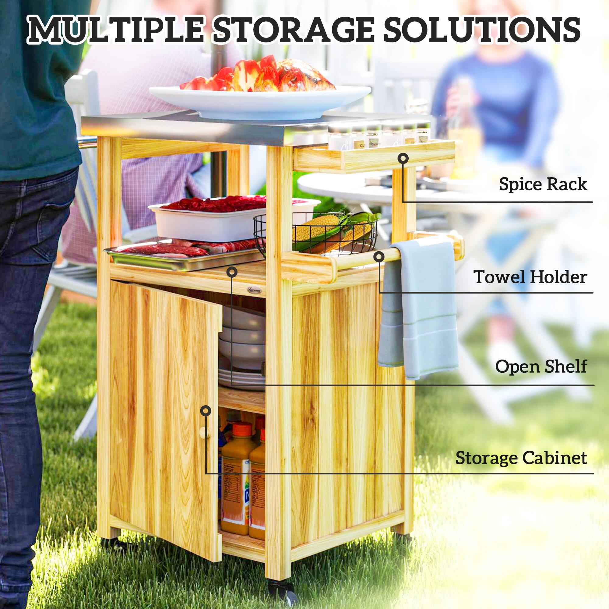 MULTIPLE STORAGE SOLUTIONS
Spice Rack
Towel Holder
Open Shelf
Storage Cabinet