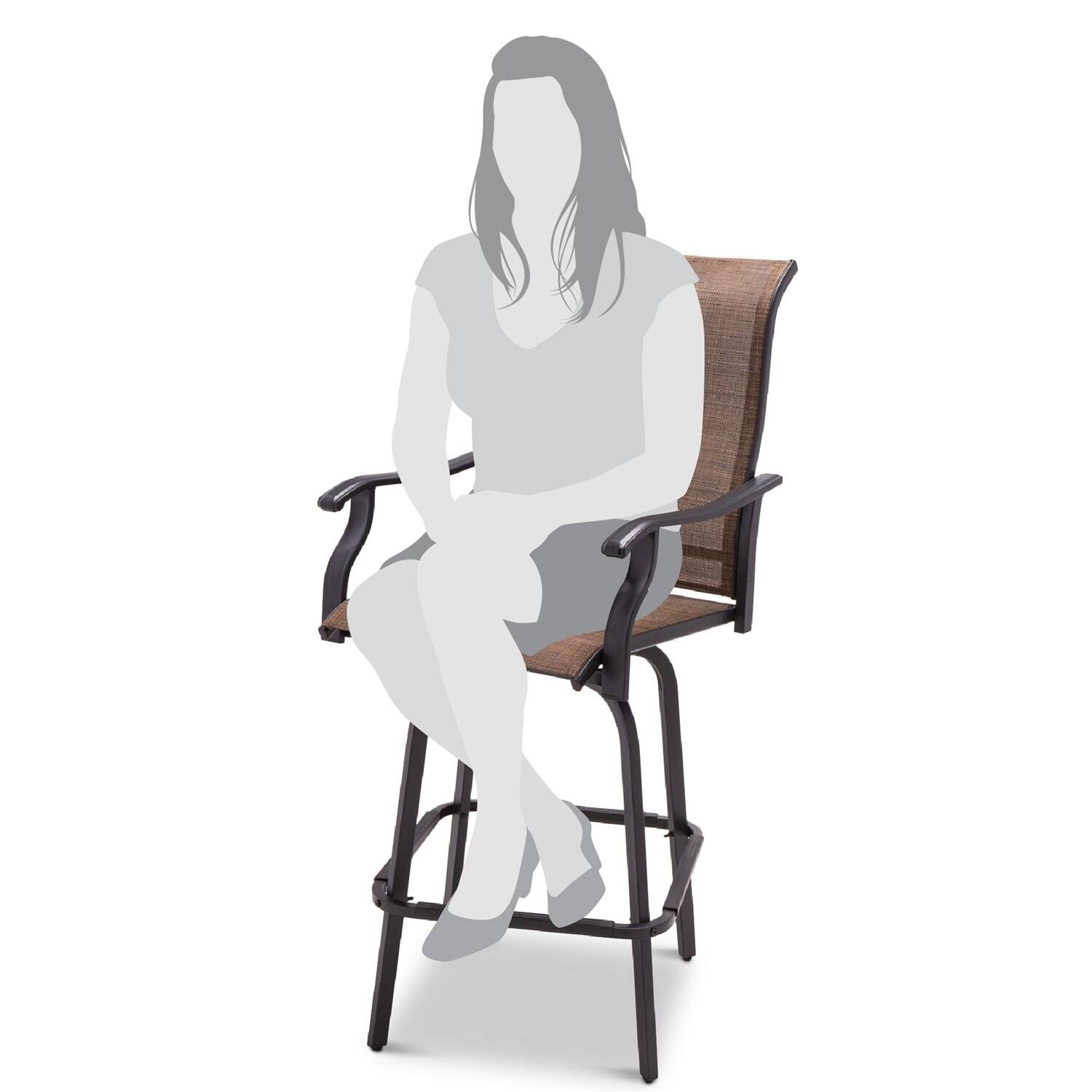 Left. Hivvago - Set of 2 Brown All-Weather Mesh Swivel Barstools - brown.