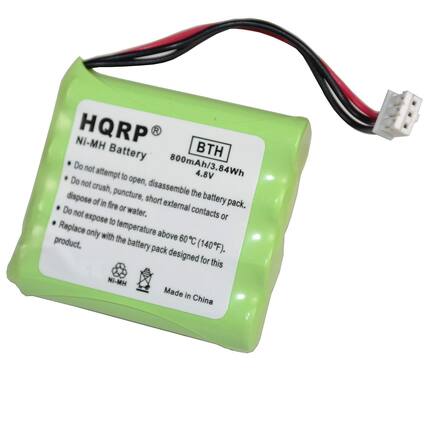 HQRP
Ni-MH Battery
BTH
800mAh/3.84Wh
4.8V
- Do not attempt to open, disassemble the battery pack.
- Do not crush, puncture, short external contacts or dispose of in fire or water.
- Do not expose to temperature above 60°C (140°F).
- Replace only with the battery pack designed for this product.
Made in China