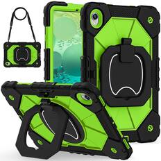 Front. Dteck - Case for Samsung Galaxy Tab S11 2025 11-inch 3-Layer Rugged Kickstand Handle Grip Cover with Shoulder Strap - Black Green.