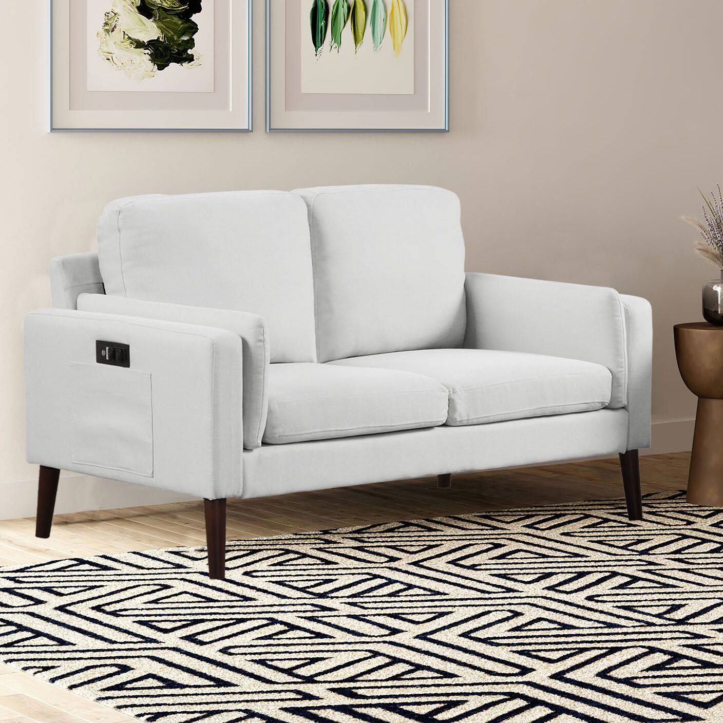 Alt View 3. Lifestyle Solutions - Nerd Loveseat with Power and USB ports - Light Grey.