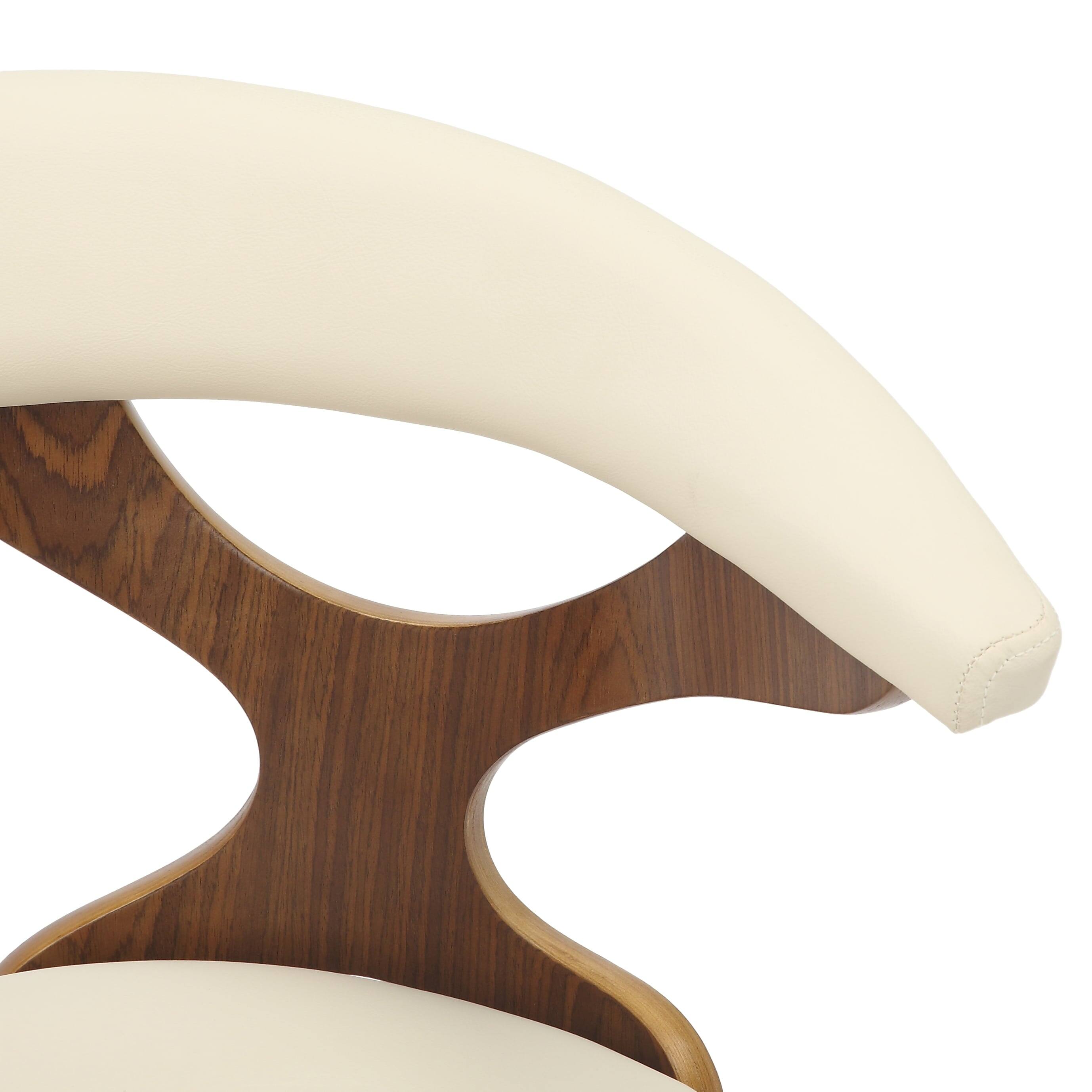 Alt View 3. LeisureMod - Klyne 2-PCS Swivel Dining Chair with Cutout Back & Leather Seat - Walnut/Taupe - Walnut/Taupe.