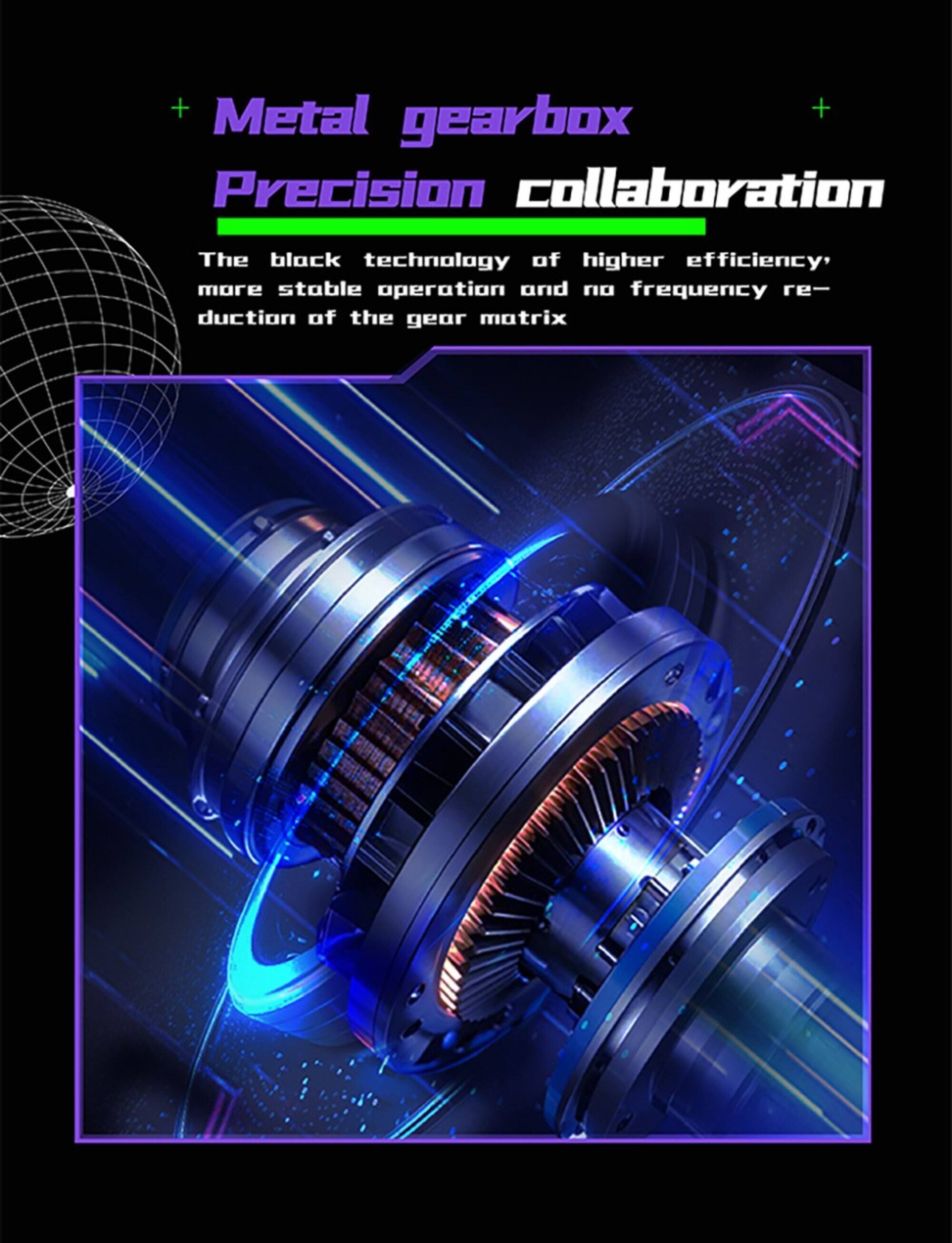 + Metal gearbox  
Precision collaboration  

The black technology of higher efficiency, more stable operation and no frequency reduction of the gear matrix
