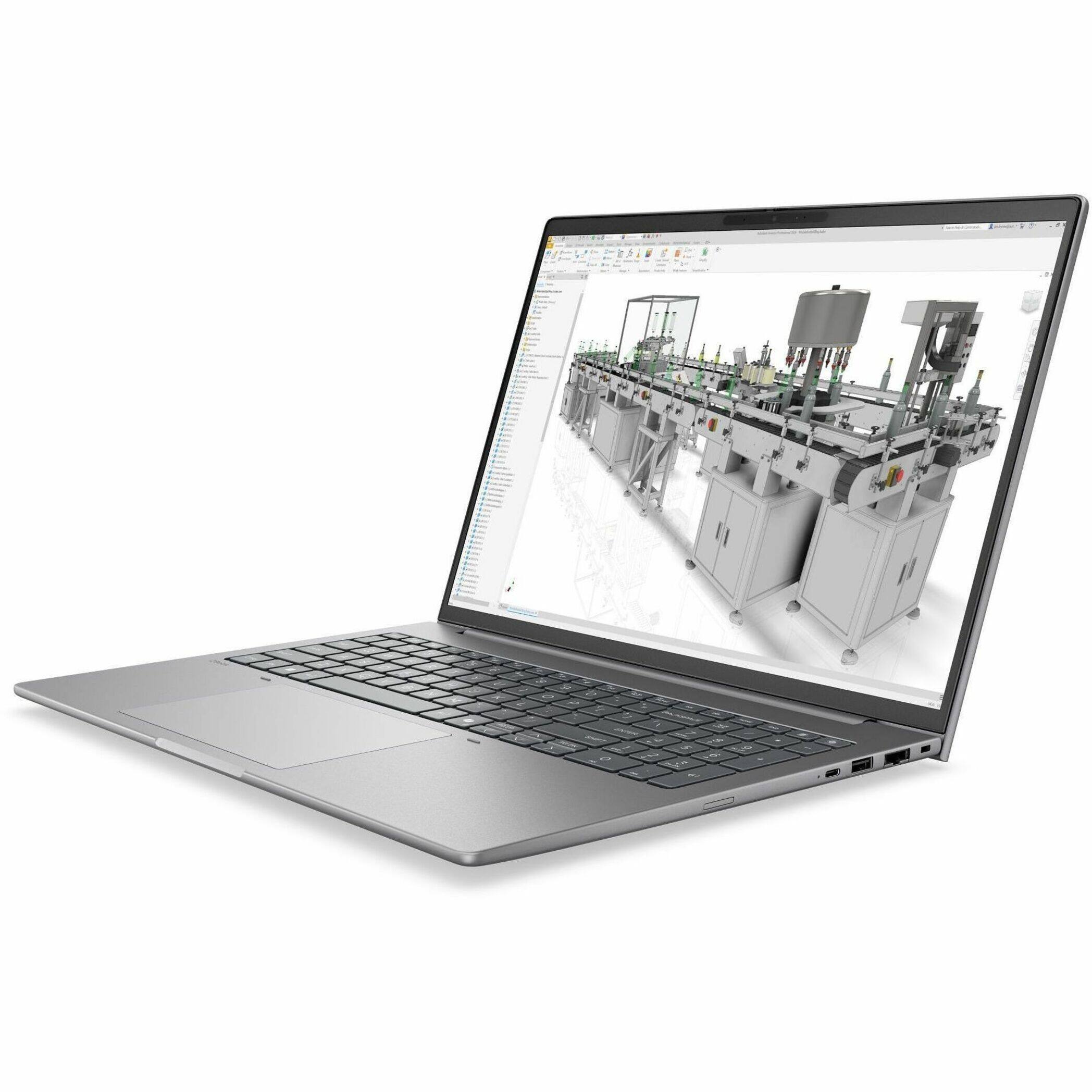Alt View 34. HP - ZBook 8 G2i 16" IPS 1920 x 1200 (WUXGA) Laptop - Intel Core Ultra 7 with 16GB Memory - 512 GB SSD - Meteor Silver Aluminum, Gray.