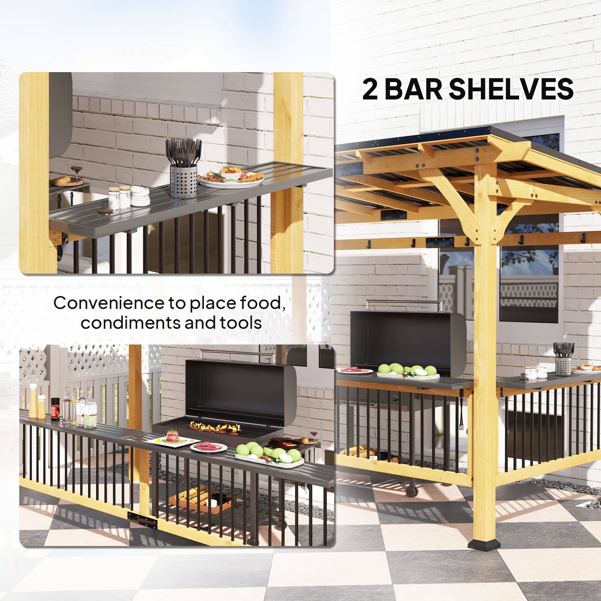 Outsunny x 6' Wooden BBQ Grill Gazebo, Outdoor Hardtop Grill
