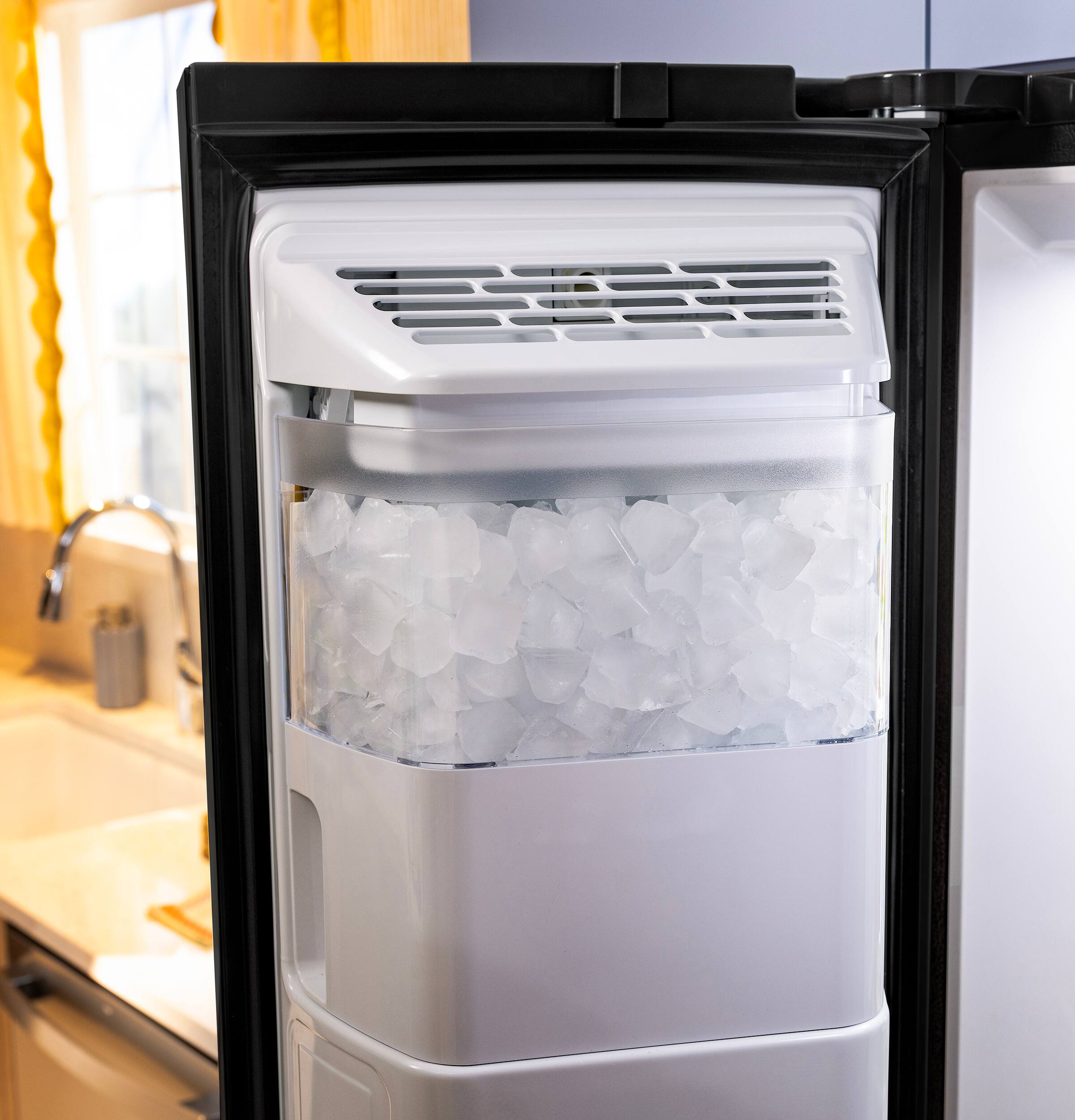 Alt View 20. GE - 36 in. Wide 27.9 Cu. Ft. Side-By-Side Refrigerator with Extra Tall Dispenser and In-Door Icemaker - Black.
