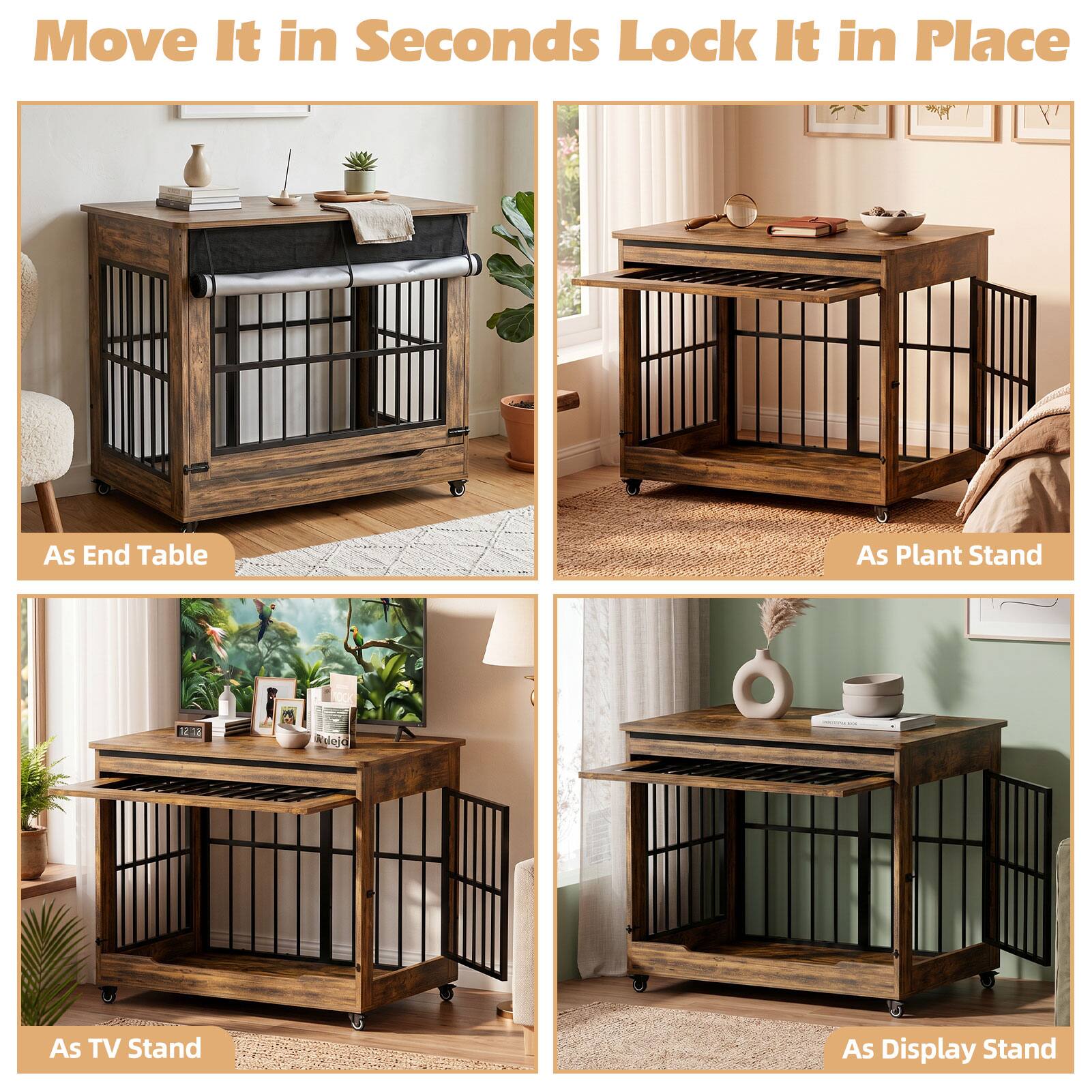 Move It in Seconds Lock It in Place

As End Table

As Plant Stand

As TV Stand

As Display Stand