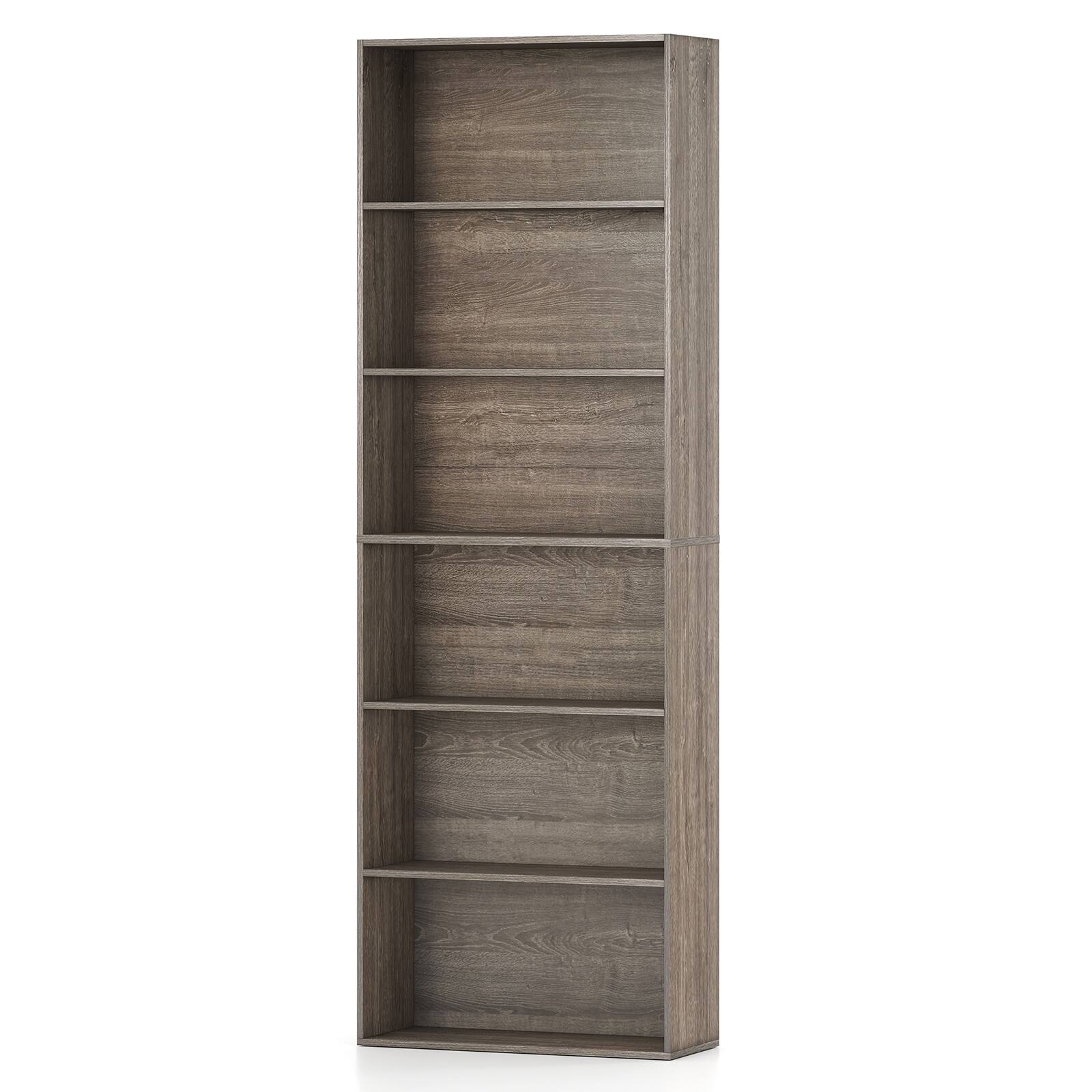 Alt View 7. Gymax - Gymax 2PCS 6-Tier Bookshelf w/Open Shelves Anti-Tipping Kits for Living Room Bedroom - Grey.