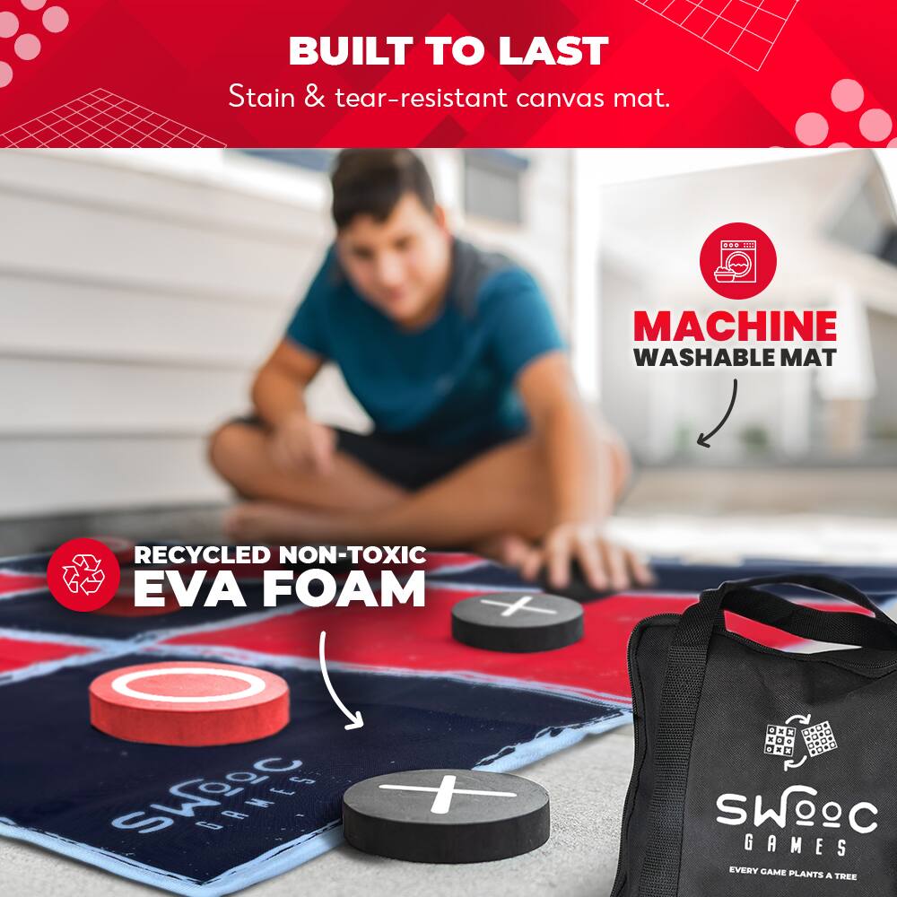 BUILT TO LAST  
Stain & tear-resistant canvas mat.

MACHINE WASHABLE MAT

RECYCLED NON-TOXIC EVA FOAM

SWOOC GAMES  
EVERY GAME PLANTS A TREE