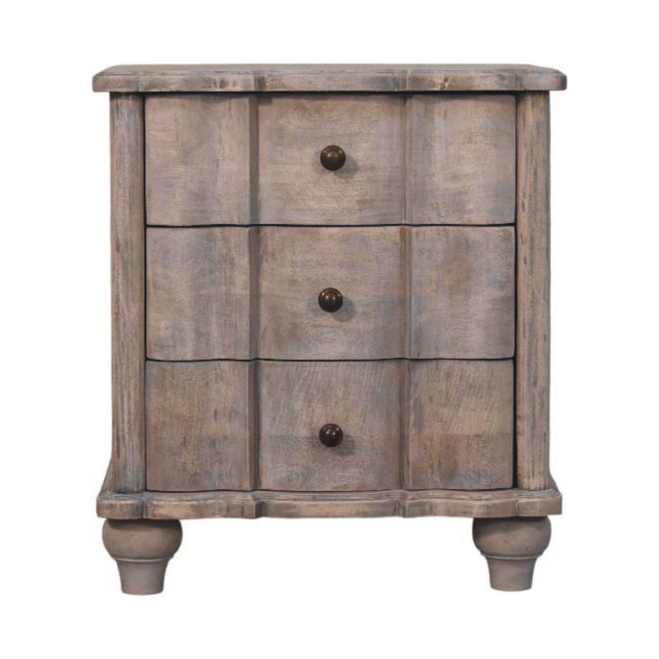 Front. Artisan Furniture - Artisan Furniture Solid Wood Beaumont Curved Nightstand - Grey.