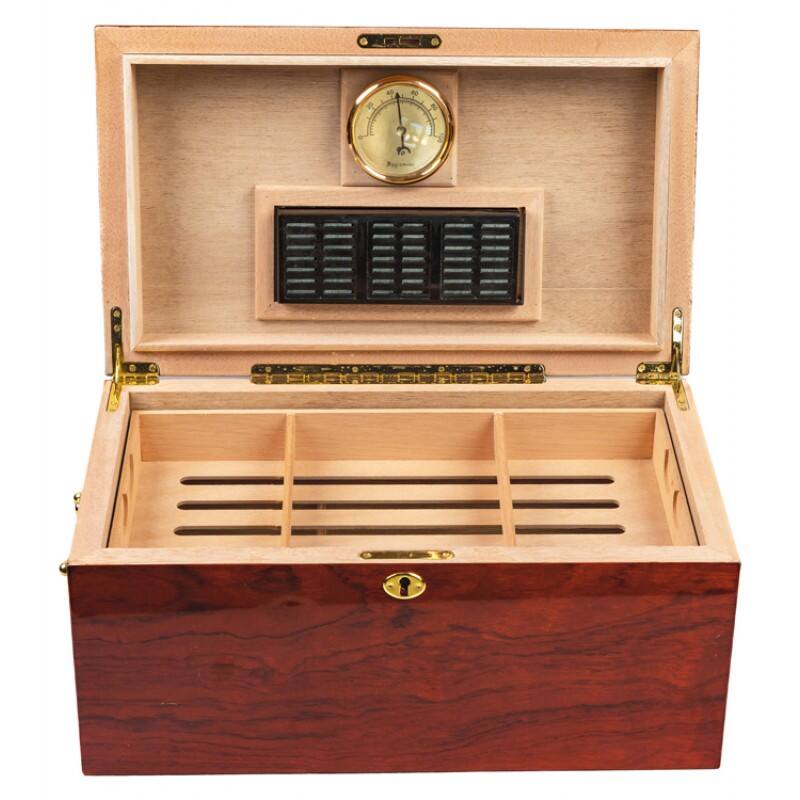 Angle. Prestige - Broadway Cigar Humidor - Hand Rubbed Lacquer Finish.