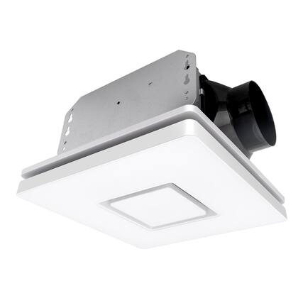 Front. Akicon - 1390N2 Series Decorative White Fan Speed 90 CFM Ceiling Bathroom Exhaust Fan with 18 Watt Dimmable 3CCT LED Light Square - White.