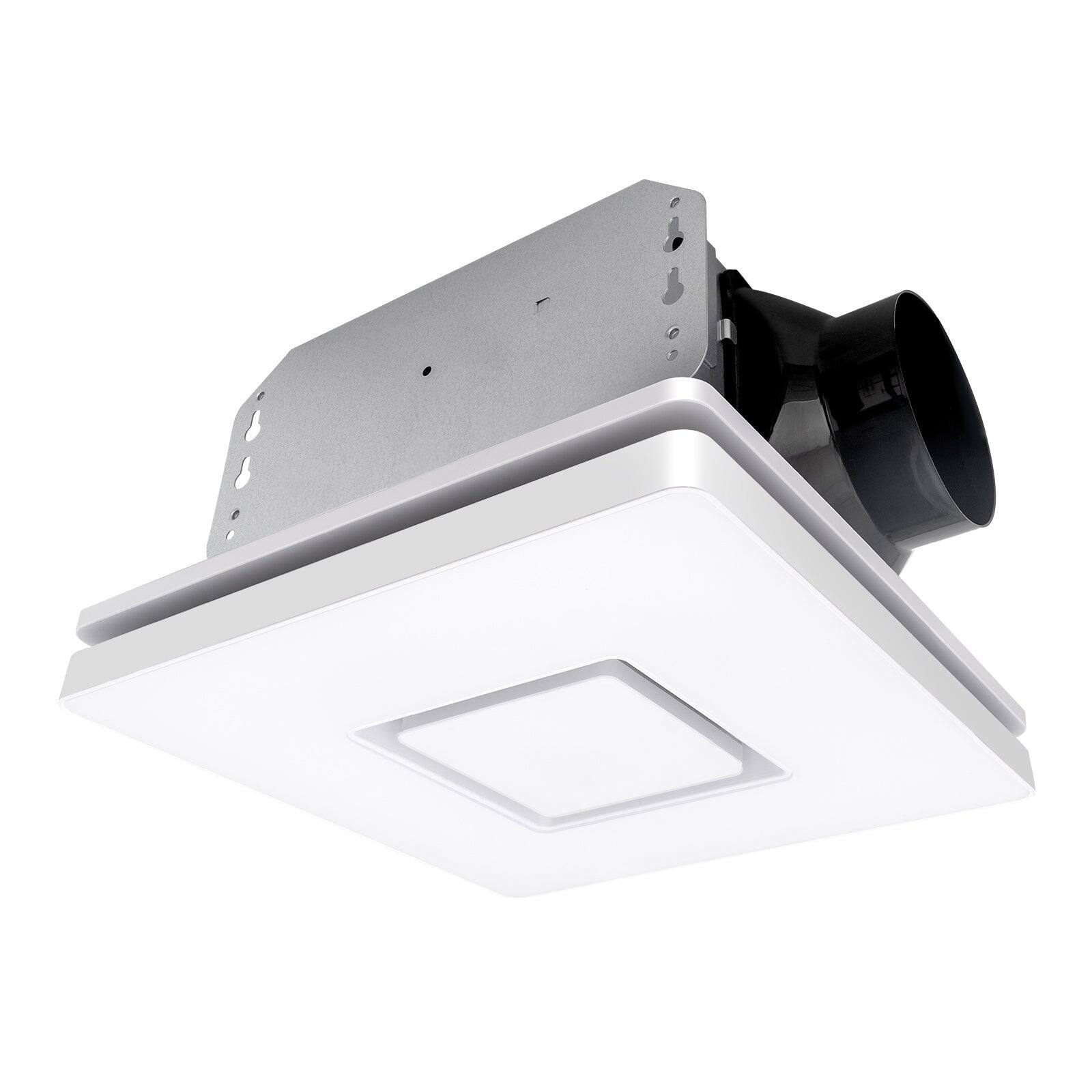 Front. Akicon - 1390N2 Series Decorative White Fan Speed 90 CFM Ceiling Bathroom Exhaust Fan with 18 Watt Dimmable 3CCT LED Light Square - White.