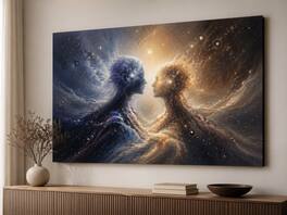FC Design - Large Canvas 24x36" Ready-to-Hang 24x36" Cosmic Twin Figures Art Painting Home Wall Décor - MultiColor