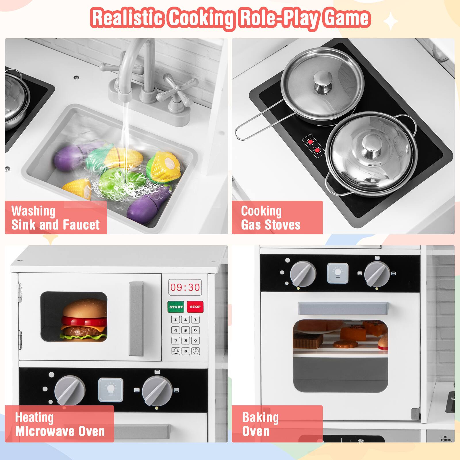 Realistic Cooking Role-Play Game

- Washing Sink and Faucet
- Cooking Gas Stoves
- Heating Microwave Oven
- Baking Oven