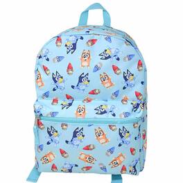 Disney - Bluey Gnomes All over print Nylon Blue Kids 16" School Backpack for Girls and Boys ages 3+ - Assorted Pre-Pack