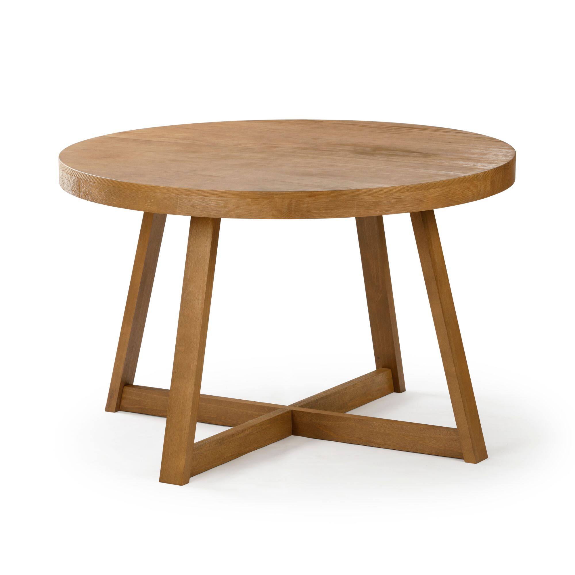Alt View 2. Plank+Beam - Classic Round Dining Table (47in / 1194mm), Pecan Wirebrush - Pecan Wirebrush.