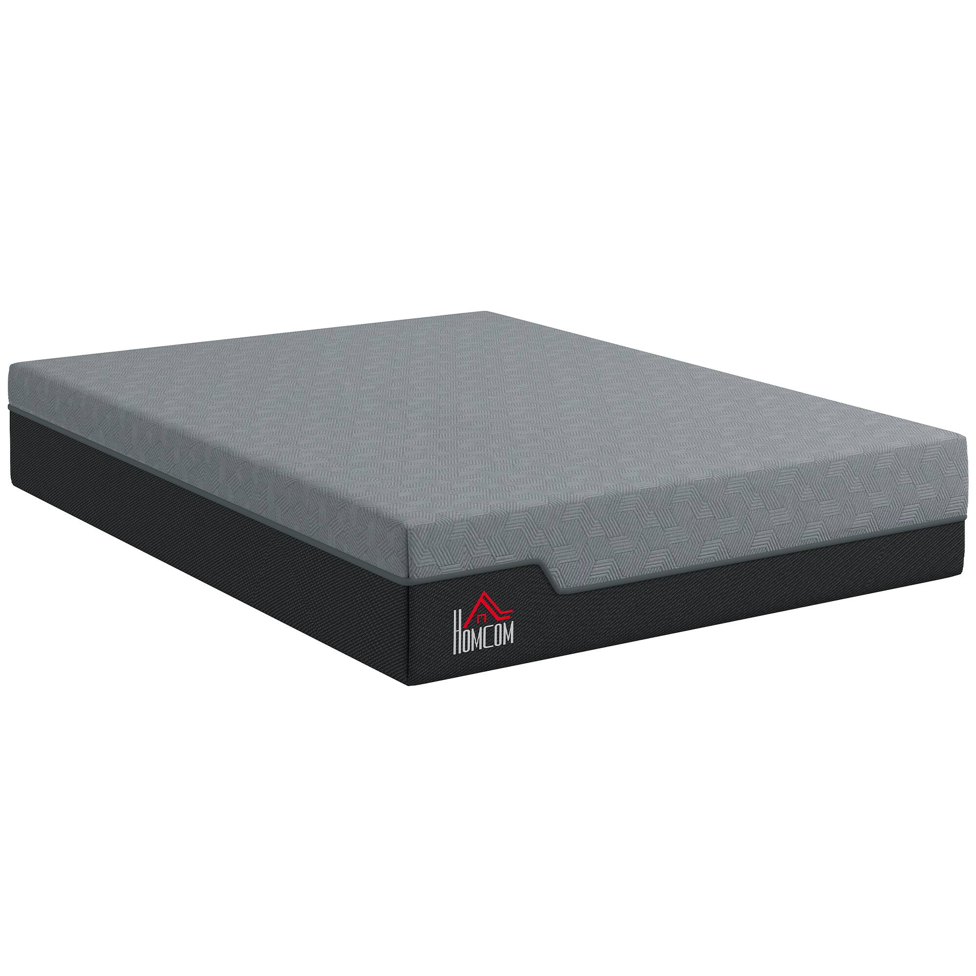 Front. Homcom - Mattress, 14 Inch Memory Foam Mattress for Pressure Relief, Graphene Gel Cooling Copper Bed in a Box - Gray.
