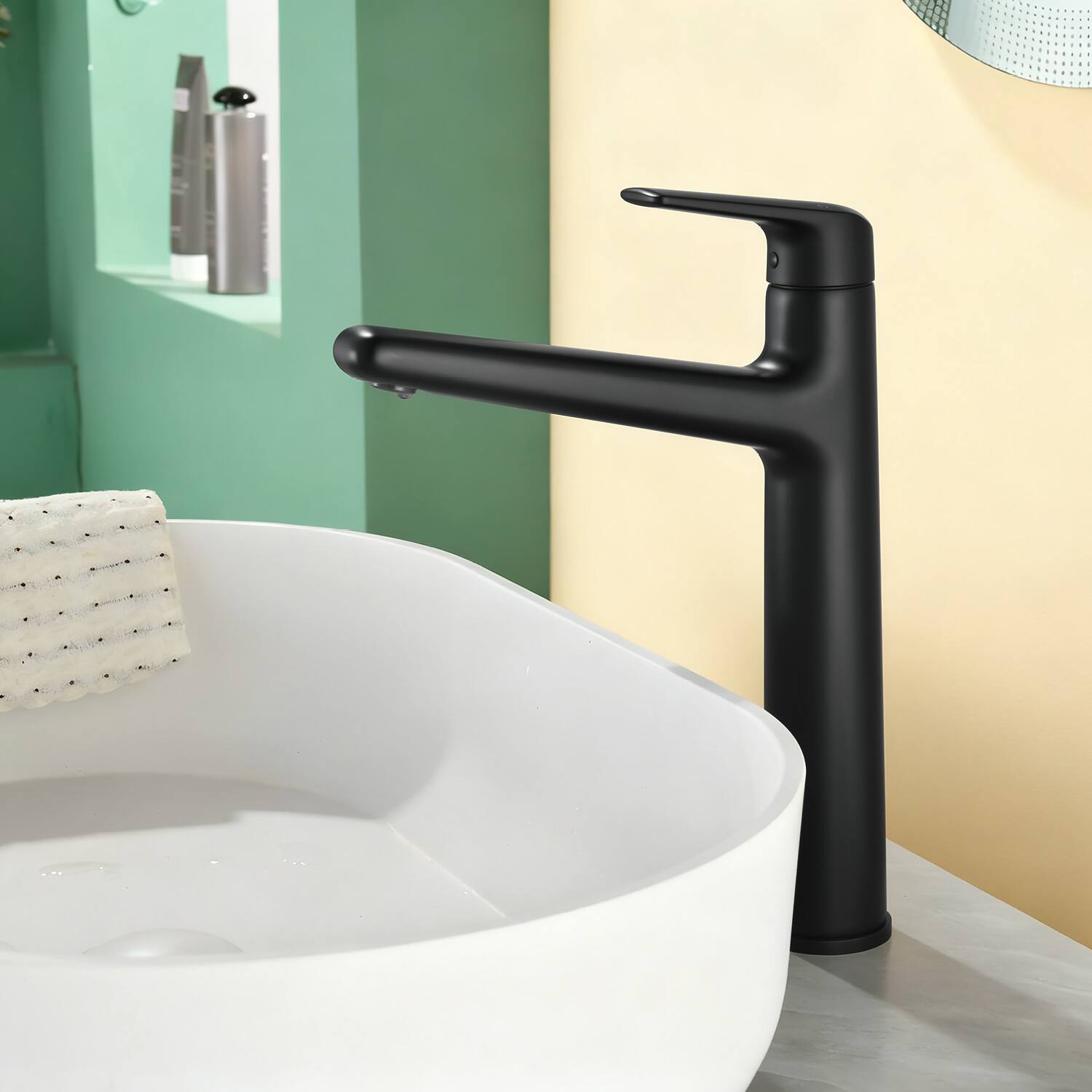 Alt View 1. Boyel Living - Matte Black Single Handle Bathroom Faucet Solid Brass 24-Inch Supply Line - Matte Black.