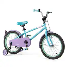 Costway - 18" Kids Bike with Adjustable Saddle Handlebar Removable Training Wheels Handbrake - Blue