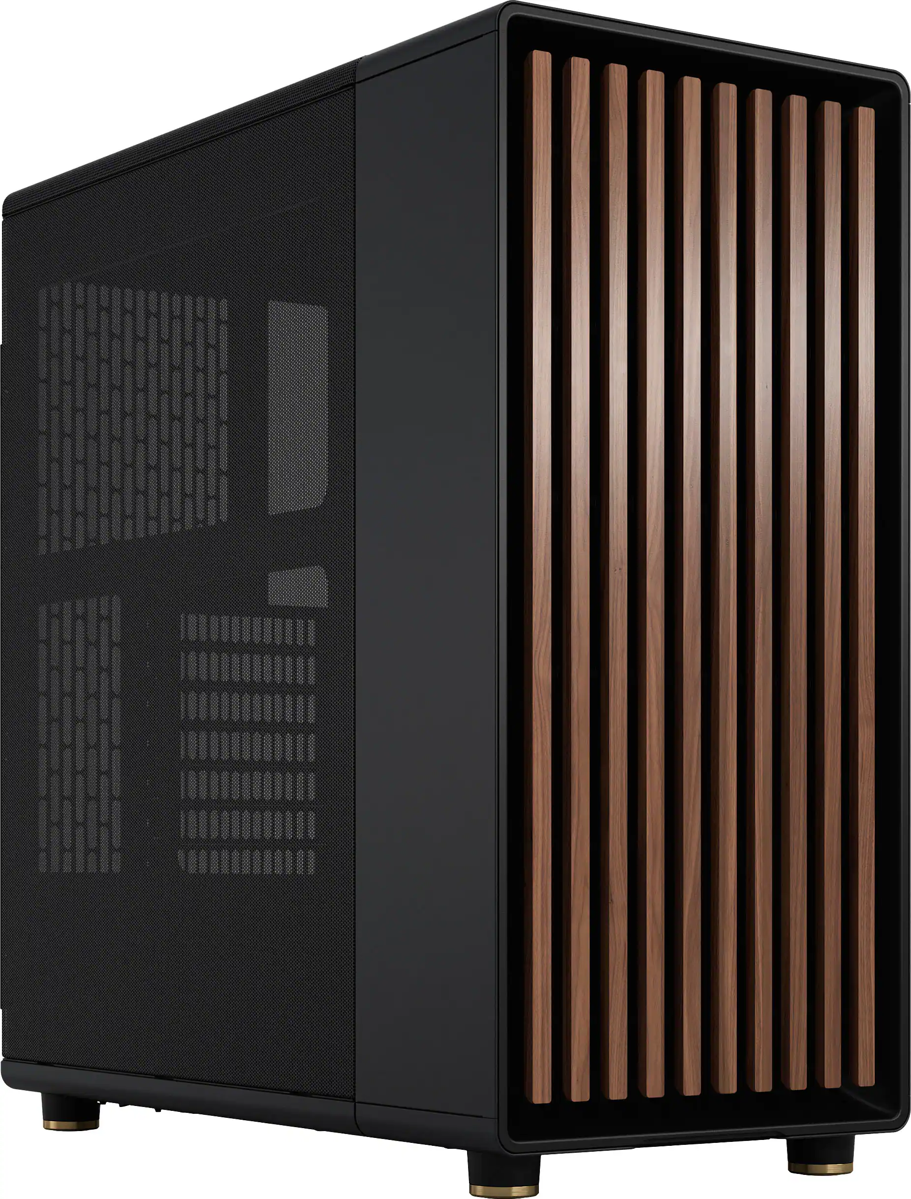 Fractal Design - North Charcoal Black with Walnut Front and Mesh Side Panel Mid-Tower PC Case - Black