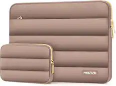 Front. mosiso - Puffy Laptop Sleeve 14 inch for HP Lenovo Dell ASUS Acer, HP Stream, Dell Latitude, Lenovo IdeaPad - Brown.