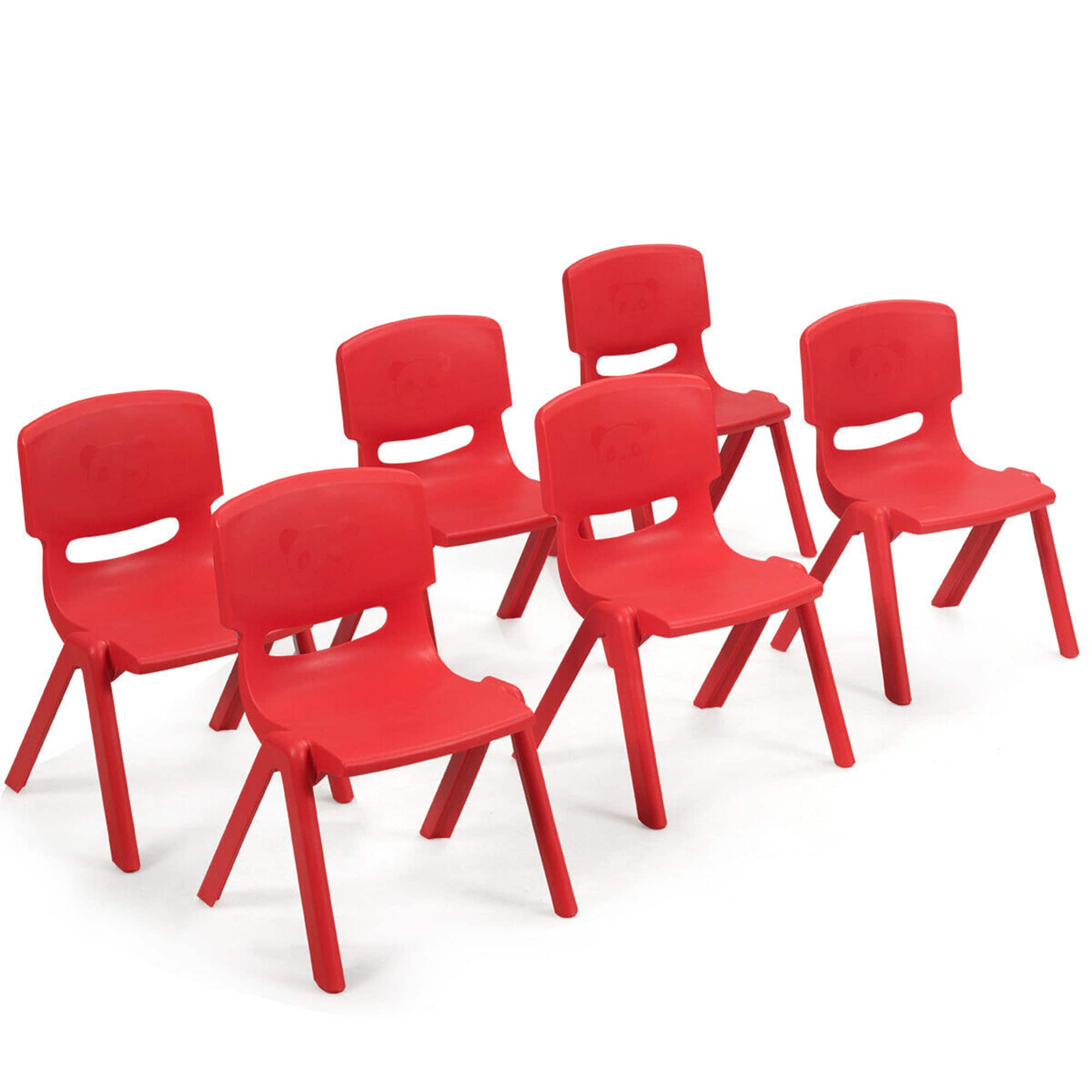 Gymax - 6-pack Kids Plastic Stackable Classroom Chairs Indoor/Outdoor Kindergarten - Red