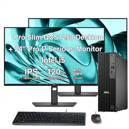 Dell - Pro Slim QCS1250 Mini Desktop (i5-14500, 16GB, 512GB SSD, Intel UHD 770, Win 11 Pro )With 24" monitor,2 Pack - Black