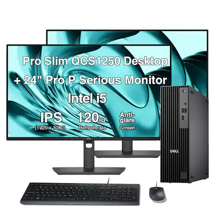 Pro Slim QCS1250 Desktop + 24" Pro P Serious Monitor Intel i5 IPS 120Hz Anti-glare (1920x1080) Refresh rate Screen DOLL