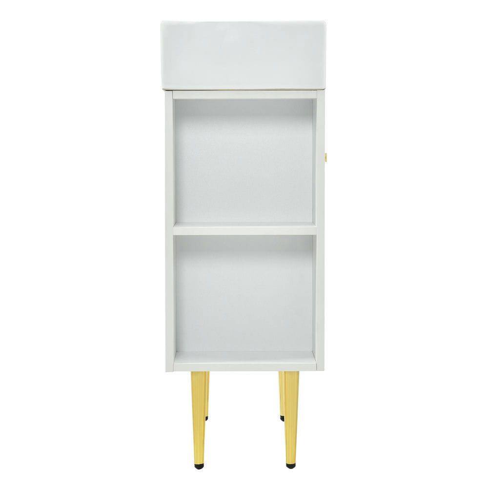 Alt View 7. Kadyn - 21.6" white Bathroom vanity, Combo Cabinet, Bathroom Storage Cabinet, Single Ceramic Sink, Right side storage - White.