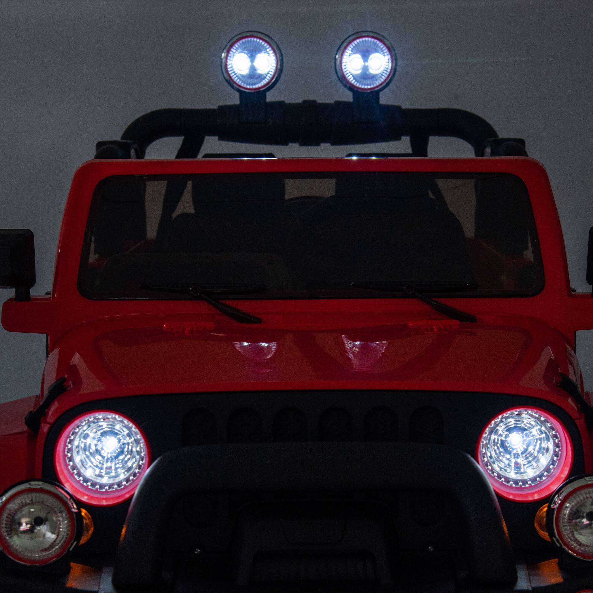 Alt View 6. Ecooso - 24V Kids Ride-On Electric Car with Remote Control, Dual Motors, Storage Trunk, Lights, USB Music, Pull Rod for Ages 3-8 - Red.