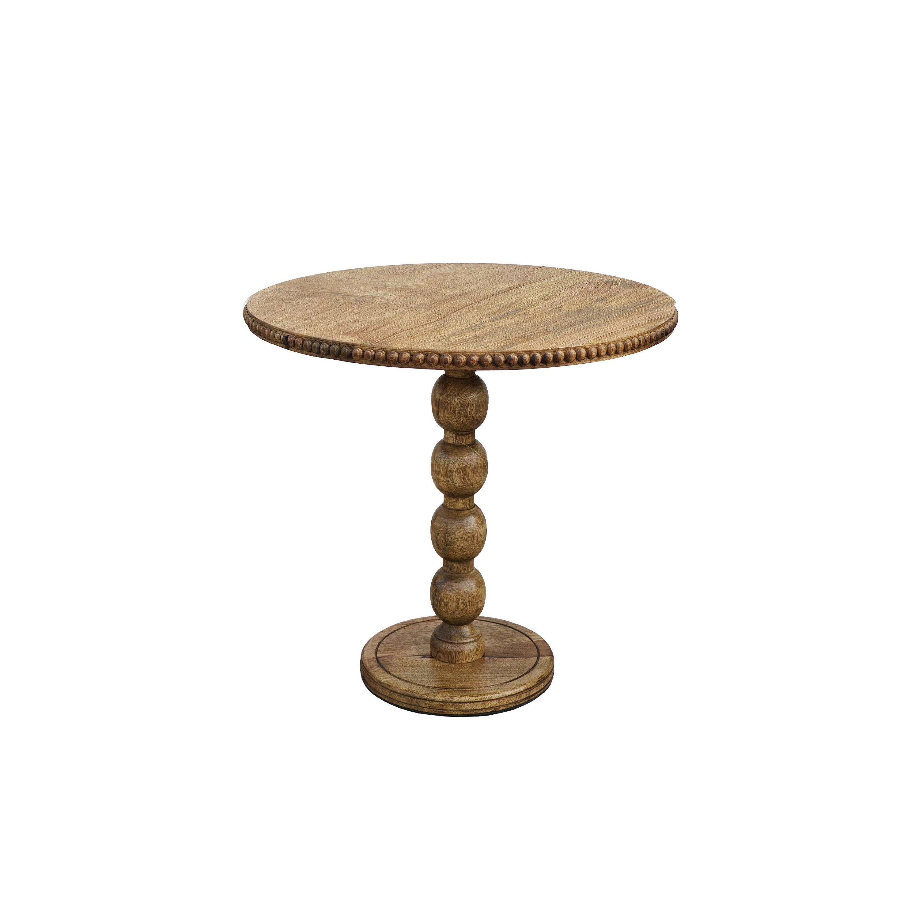 Manhattan Lane - 21 Inch Side End Table, Round Top, Stacked Ball Post, Natural Mango Wood - Brown