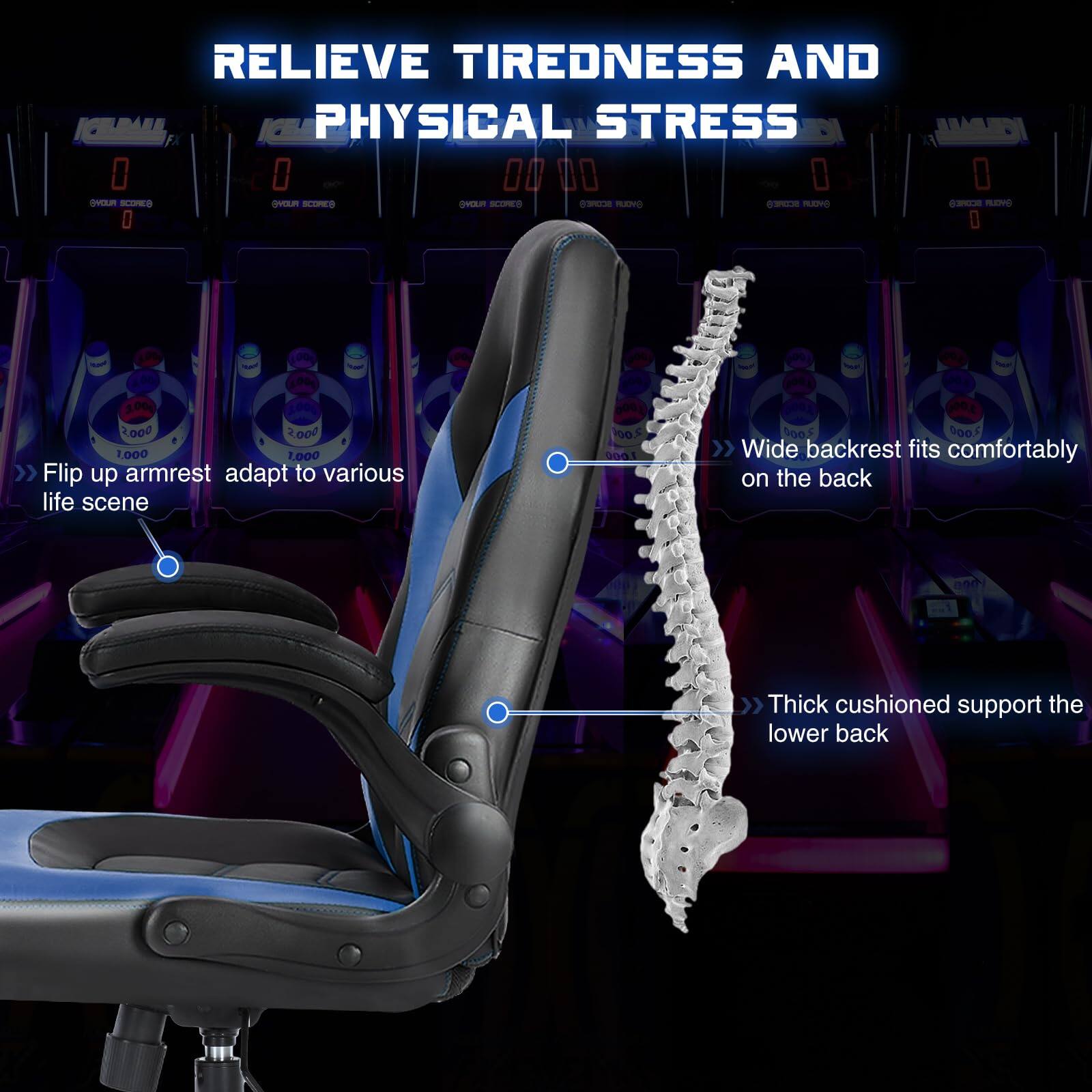 RELIEVE TIREDNESS AND PHYSICAL STRESS

- Flip up armrest adapt to various life scene
- Wide backrest fits comfortably on the back
- Thick cushioned support the lower back