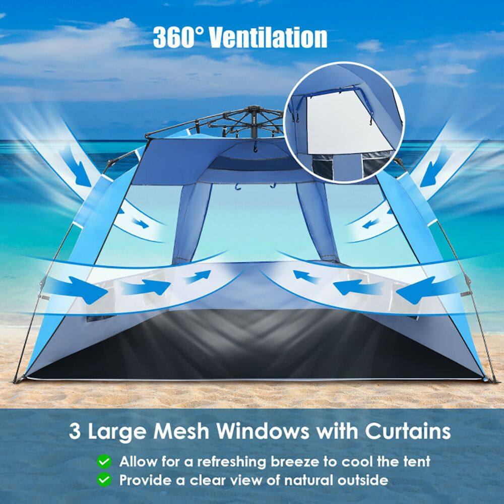 360° Ventilation

3 Large Mesh Windows with Curtains
- Allow for a refreshing breeze to cool the tent
- Provide a clear view of natural outside